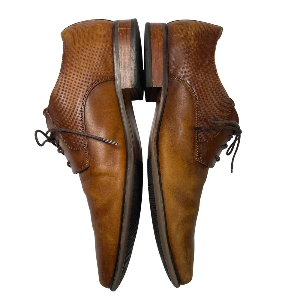 Florsheim Mens Kierland Brown Leather Oxford Dress Shoes Lace Up Size 12D‎ Toned